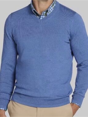 Jos. A. Bank Merino Wool Men's V-Neck Sweater in Cornflower Blue